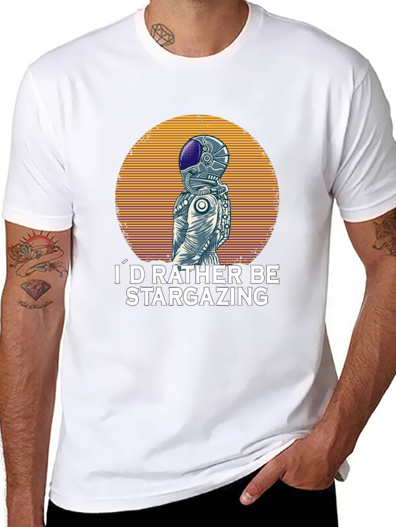 Stargazing Astronaut Graphic T-Shirt