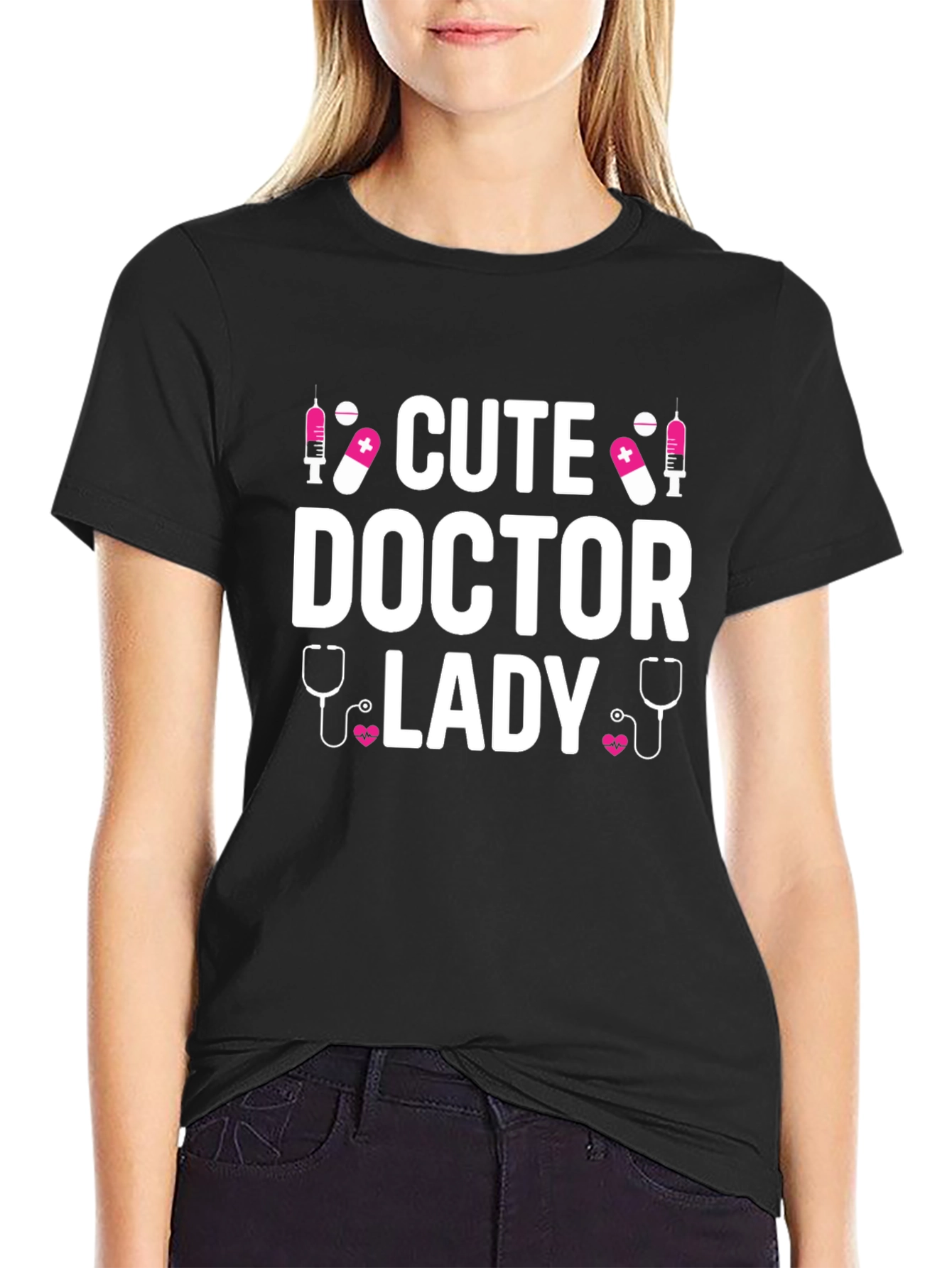 Cute Doctor Lady T-Shirt - Black