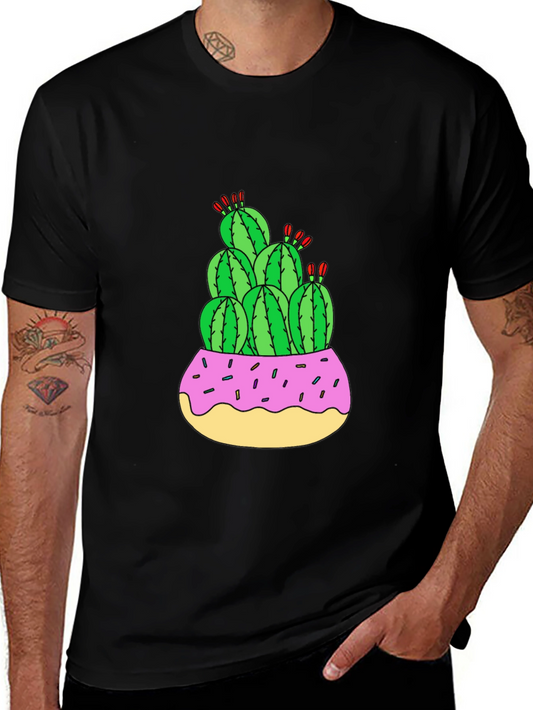 Cactus Donut Pot Graphic T-Shirt
