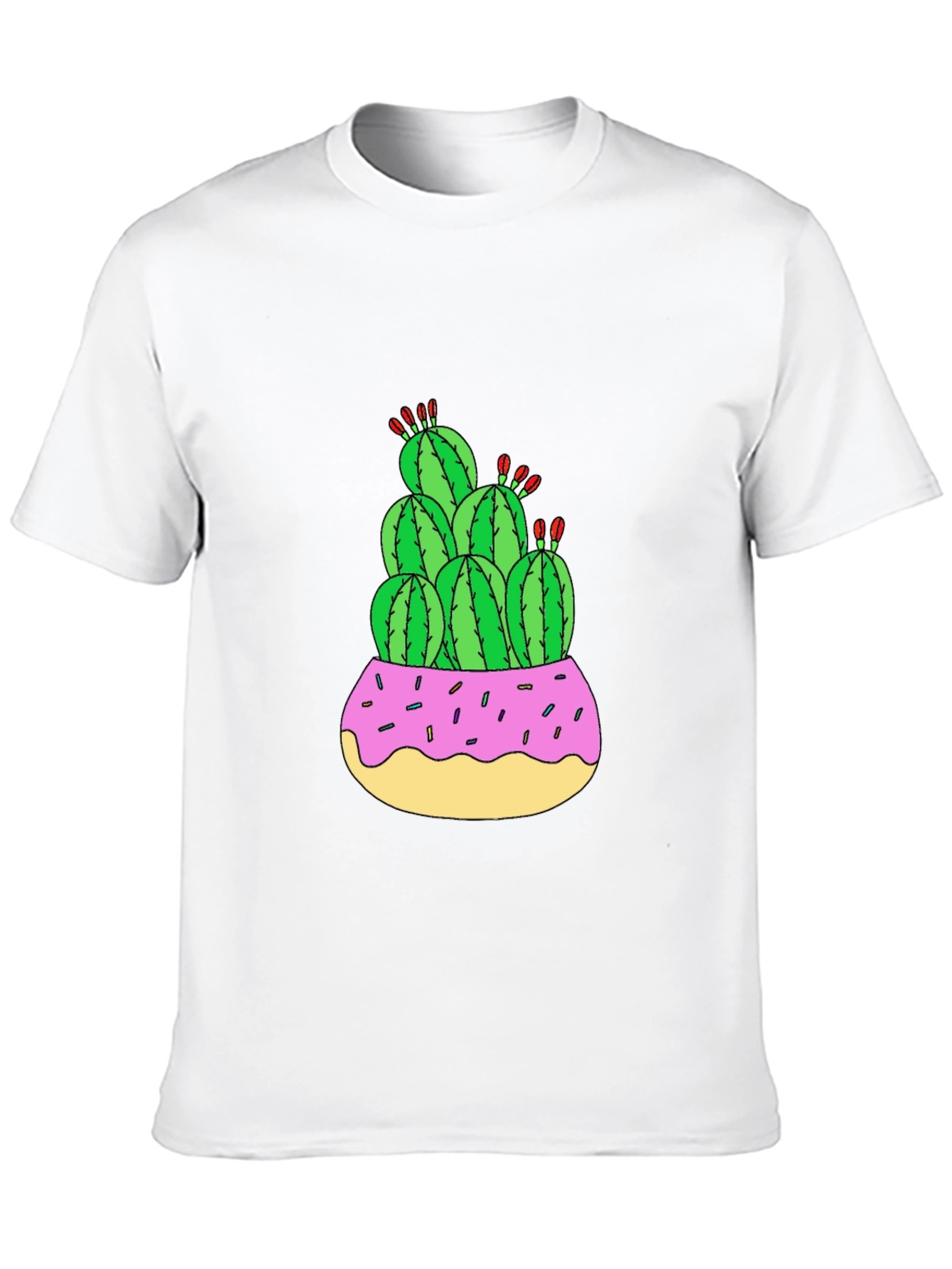 Cactus Donut Pot Graphic T-Shirt