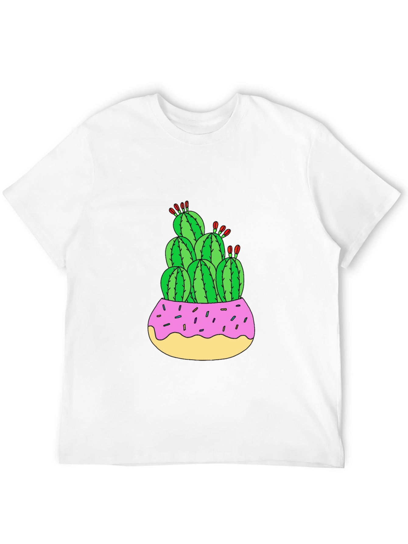 Cactus Donut Pot Graphic T-Shirt