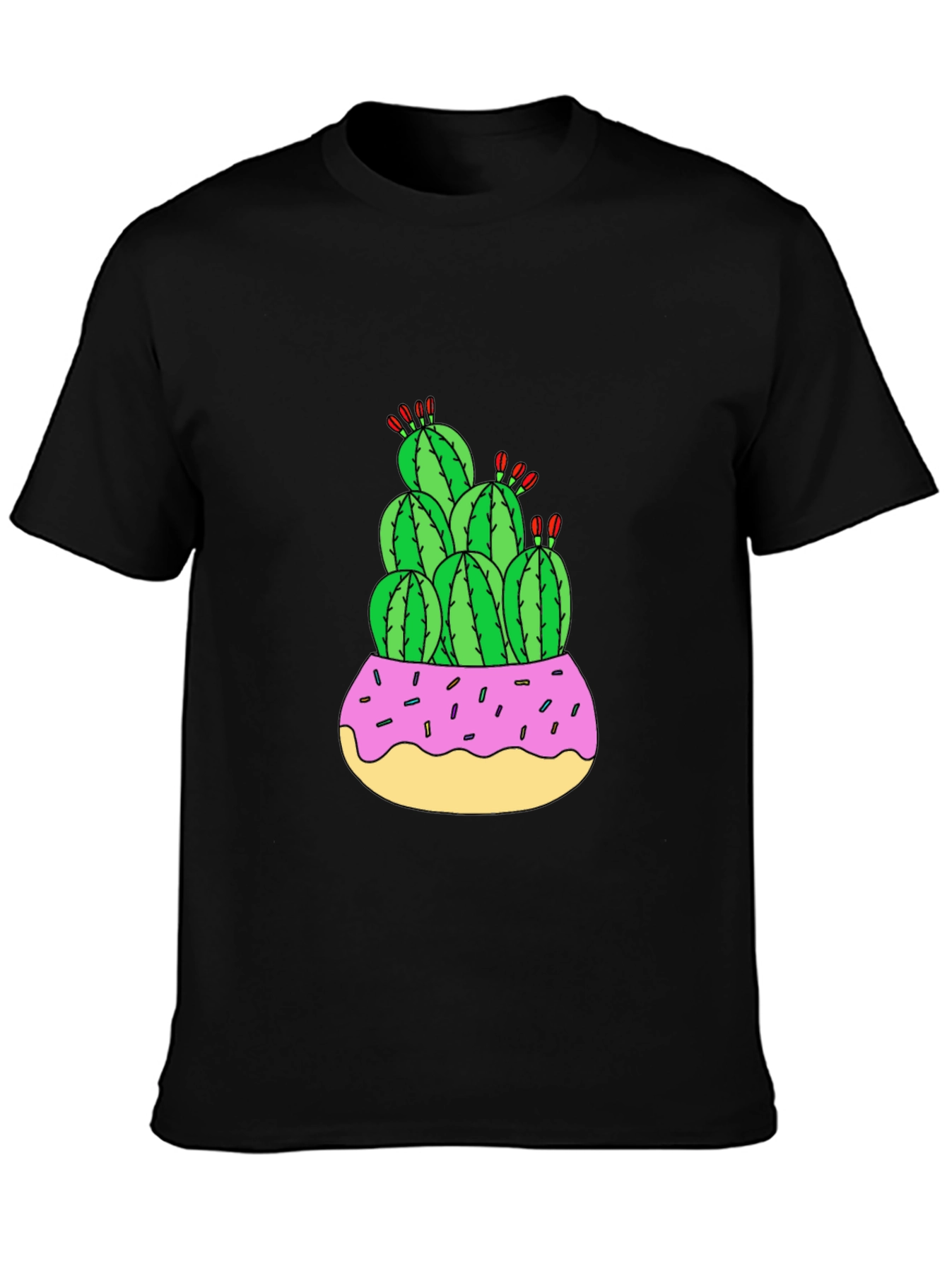 Cactus Donut Pot Graphic T-Shirt
