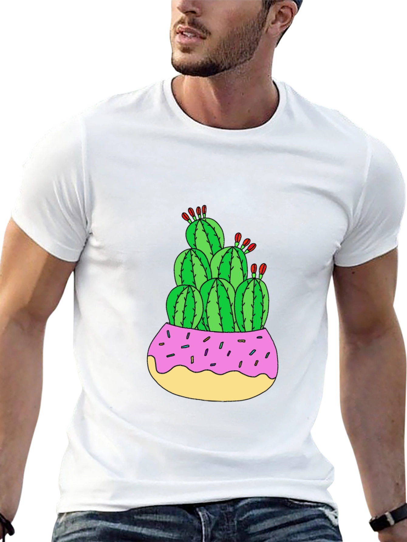 Cactus Donut Pot Graphic T-Shirt
