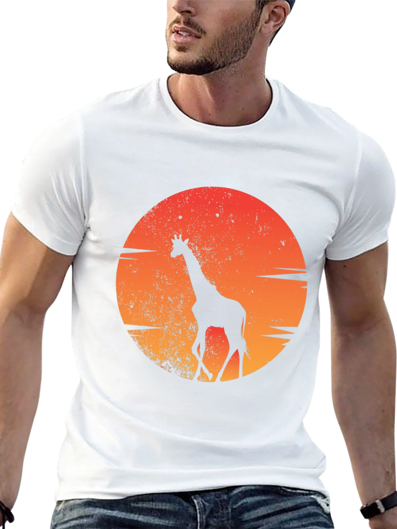 Sunset Giraffe Graphic Tee - Black