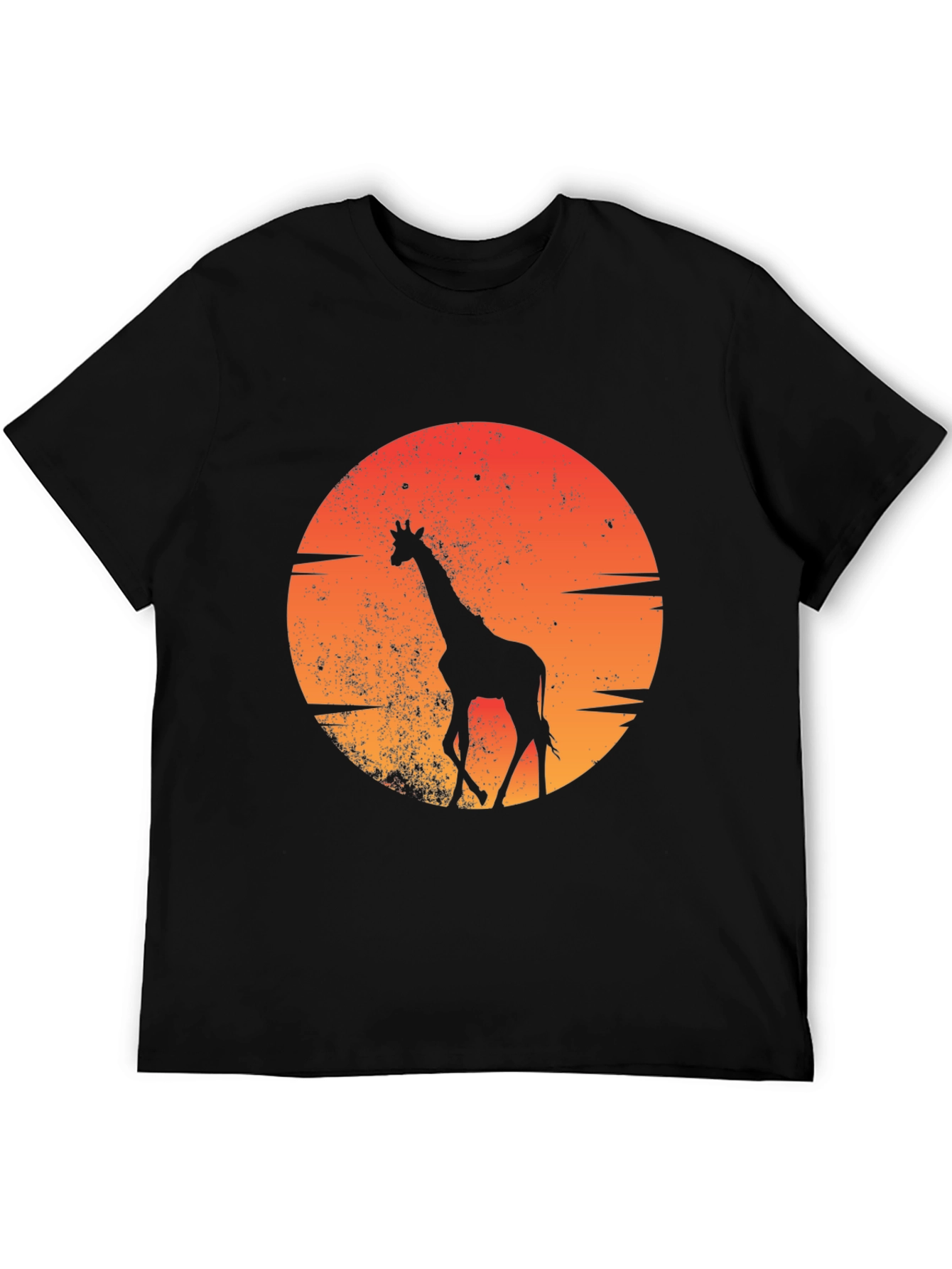 Sunset Giraffe Graphic Tee - Black