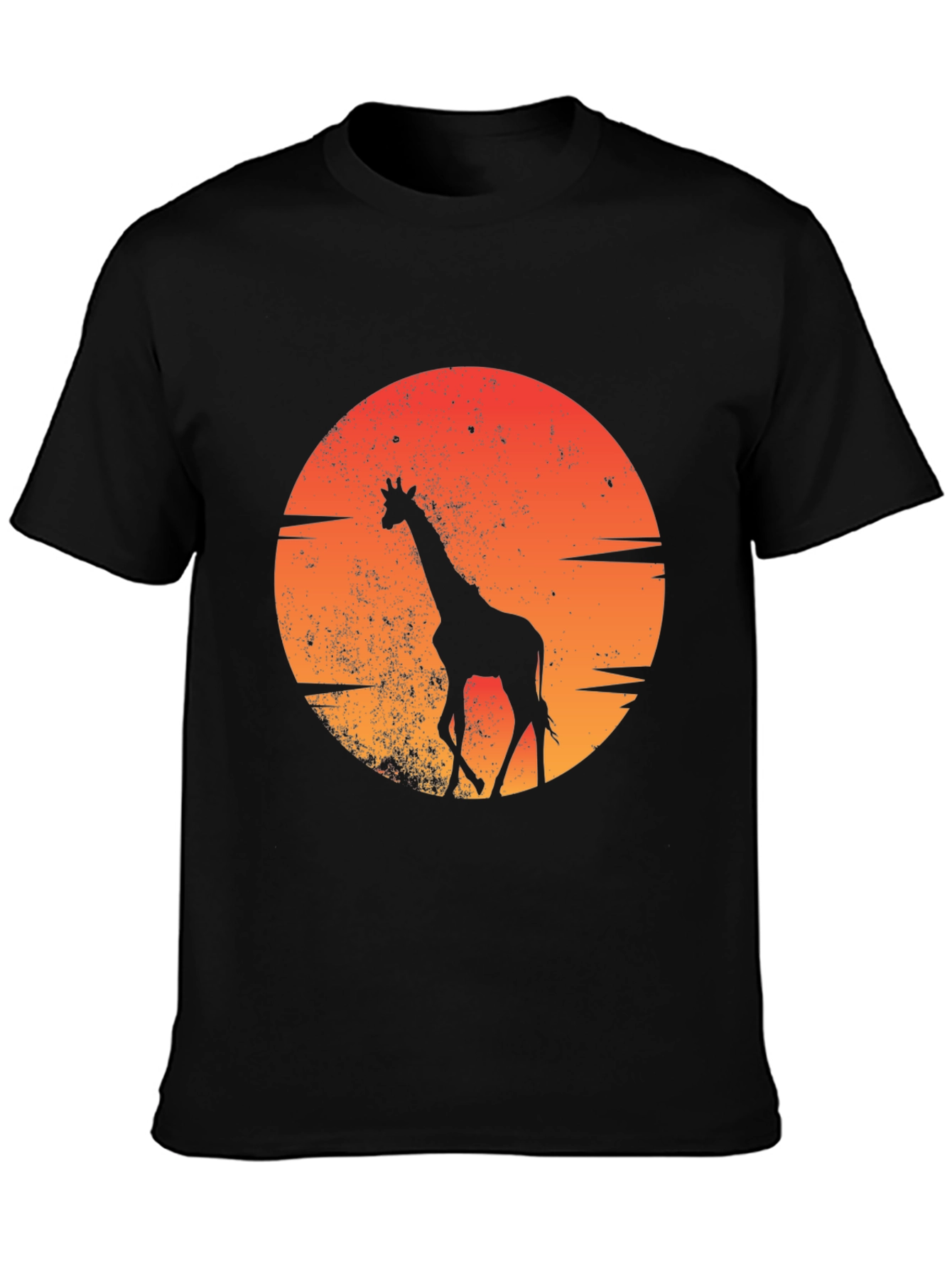 Sunset Giraffe Graphic Tee - Black