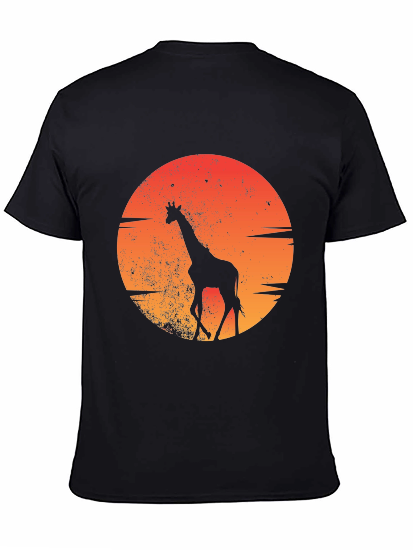 Sunset Giraffe Graphic Tee - Black