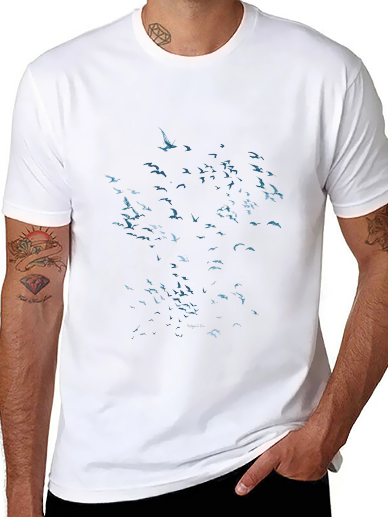 Flock of Birds Graphic Black T-Shirt