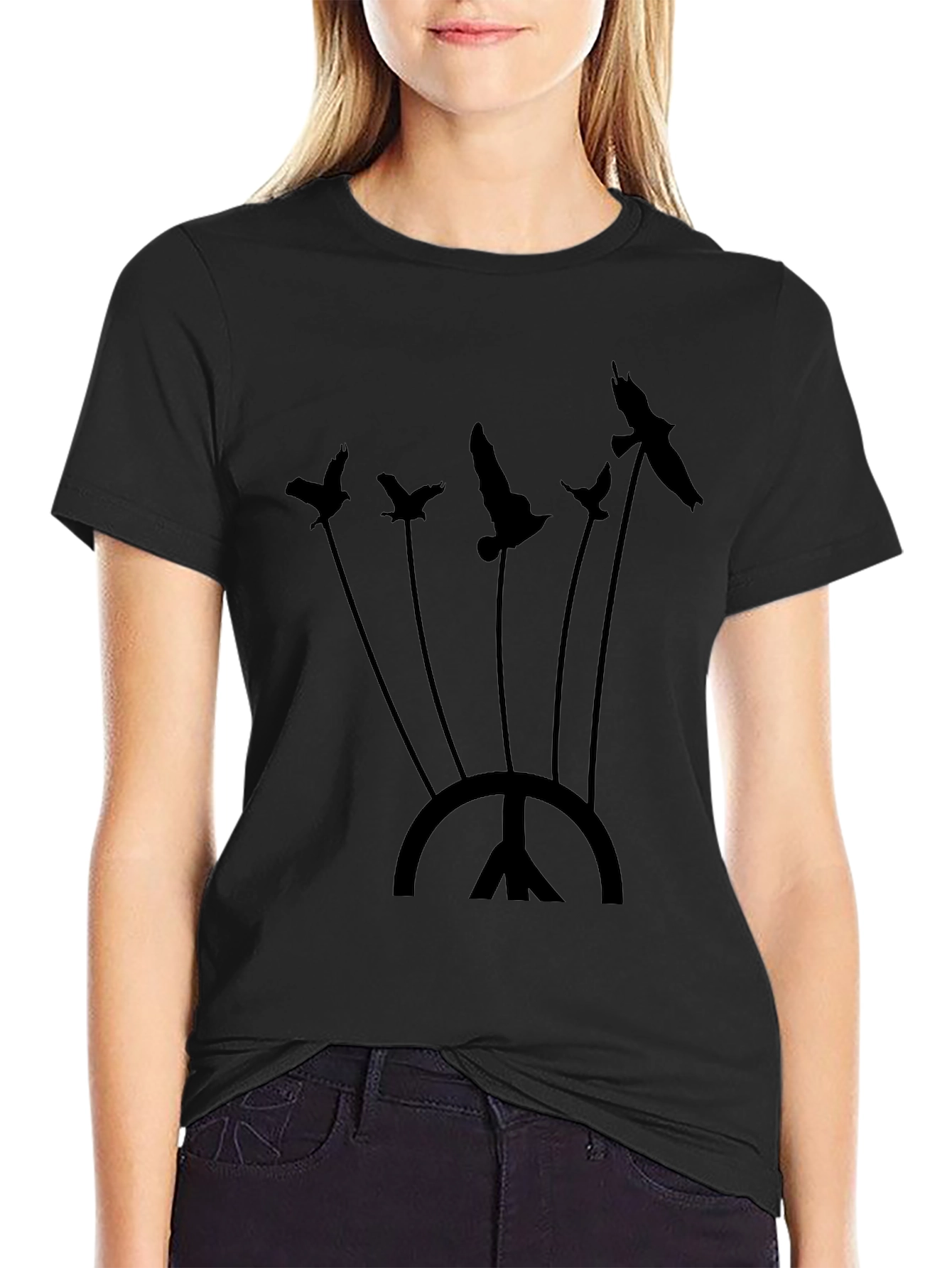 Black Bird Graphic Print T-Shirt