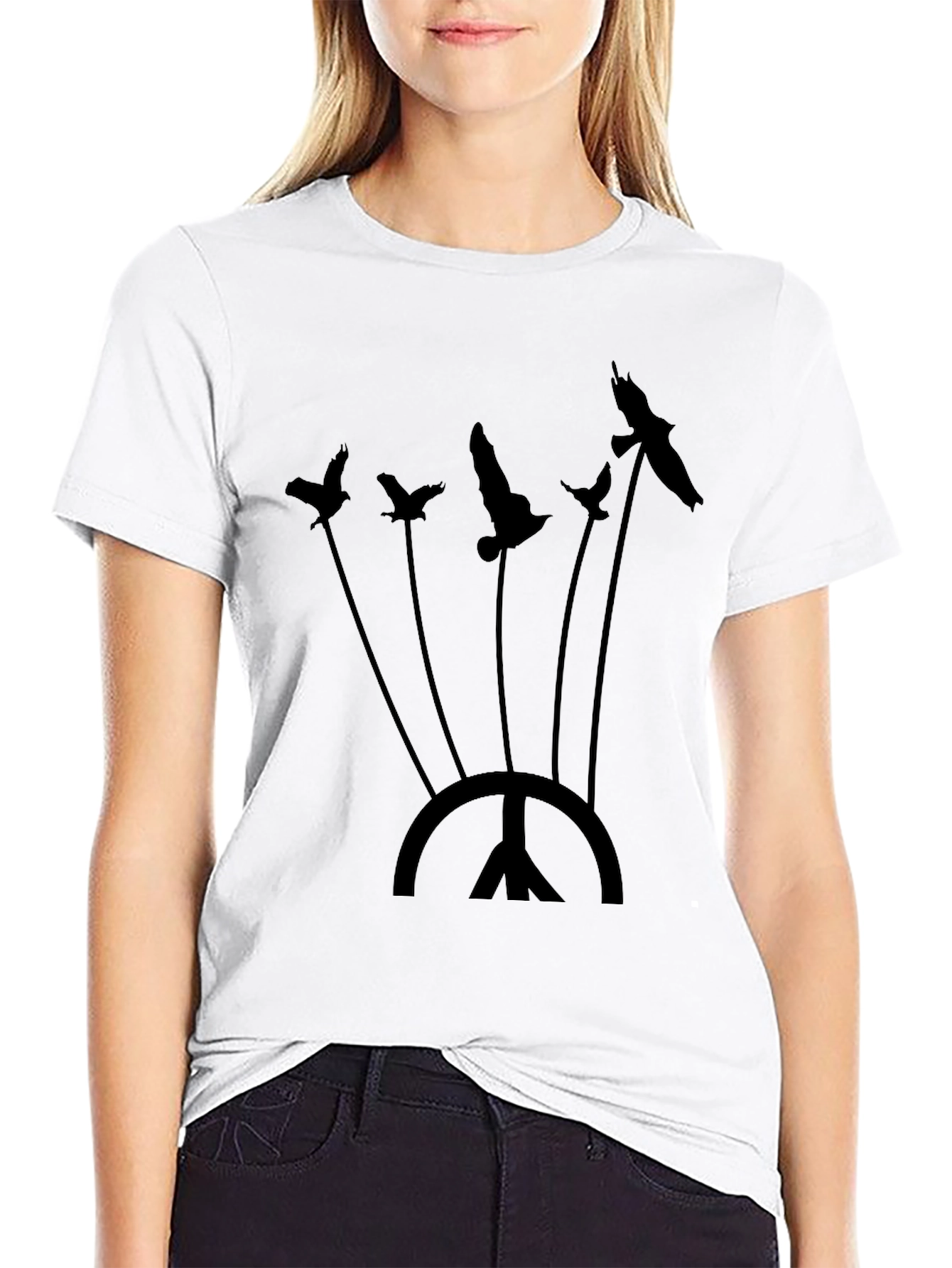 Black Bird Graphic Print T-Shirt