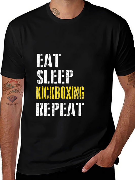 Eat Sleep Kickboxing Repeat Graphic Tee - Black