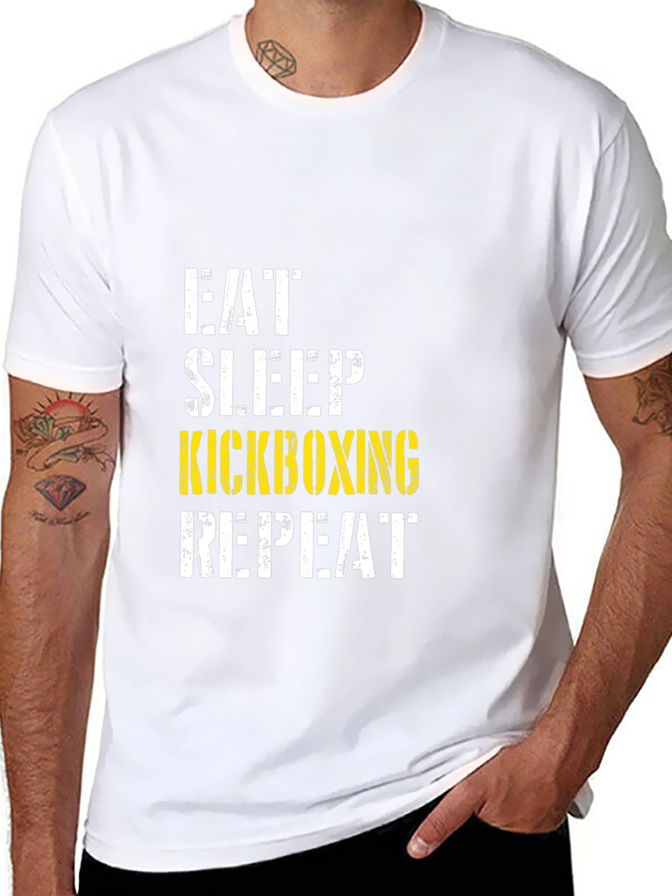 Eat Sleep Kickboxing Repeat Graphic Tee - Black