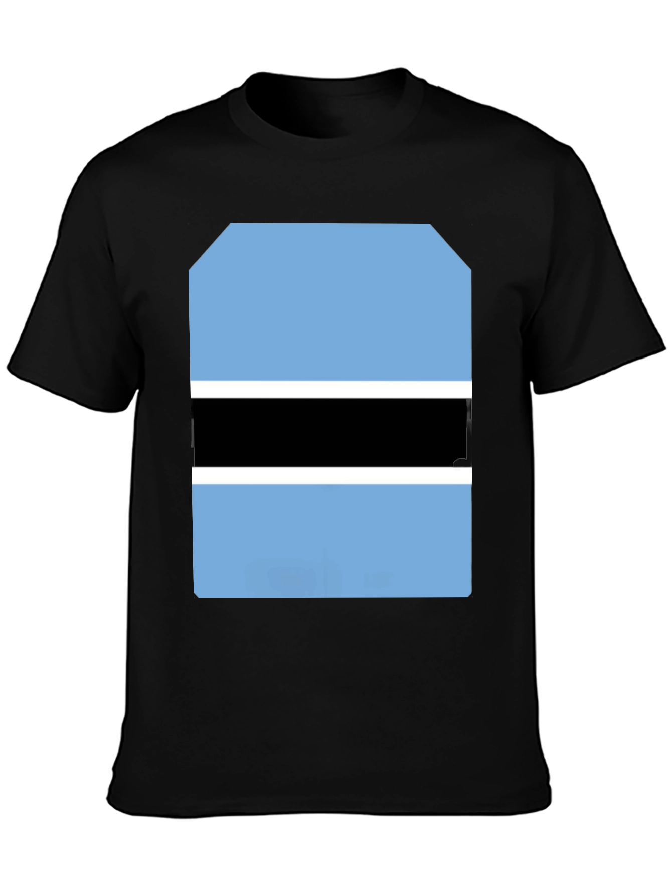 Botswana Flag Graphic Tee - Black Cotton T-Shirt