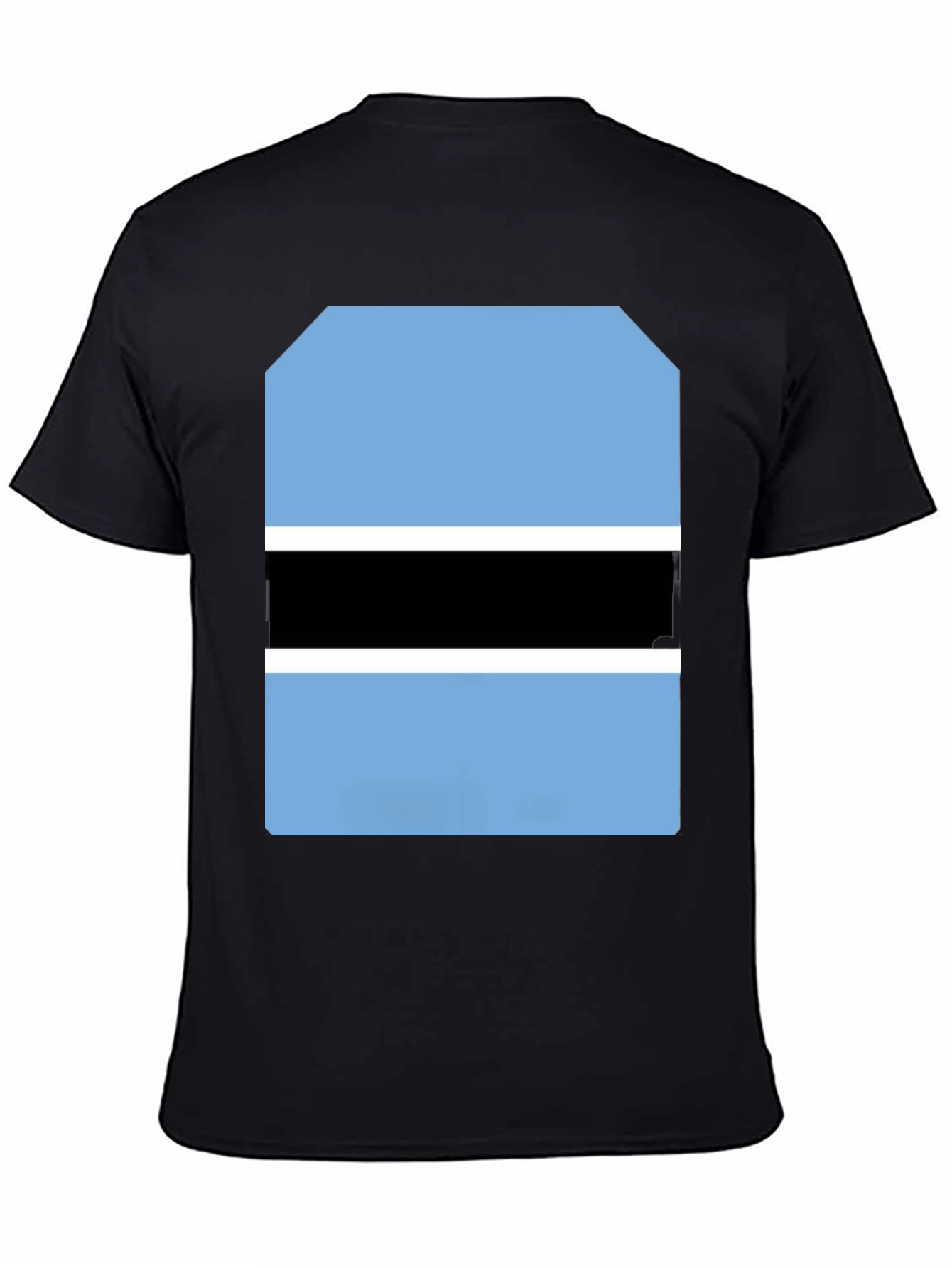 Botswana Flag Graphic Tee - Black Cotton T-Shirt