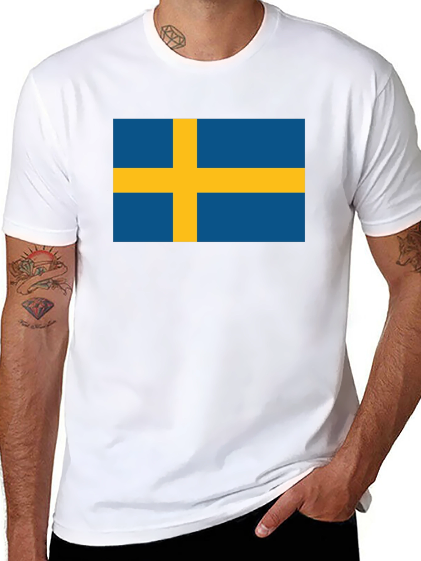 Swedish Flag T-Shirt - Black Classic Design