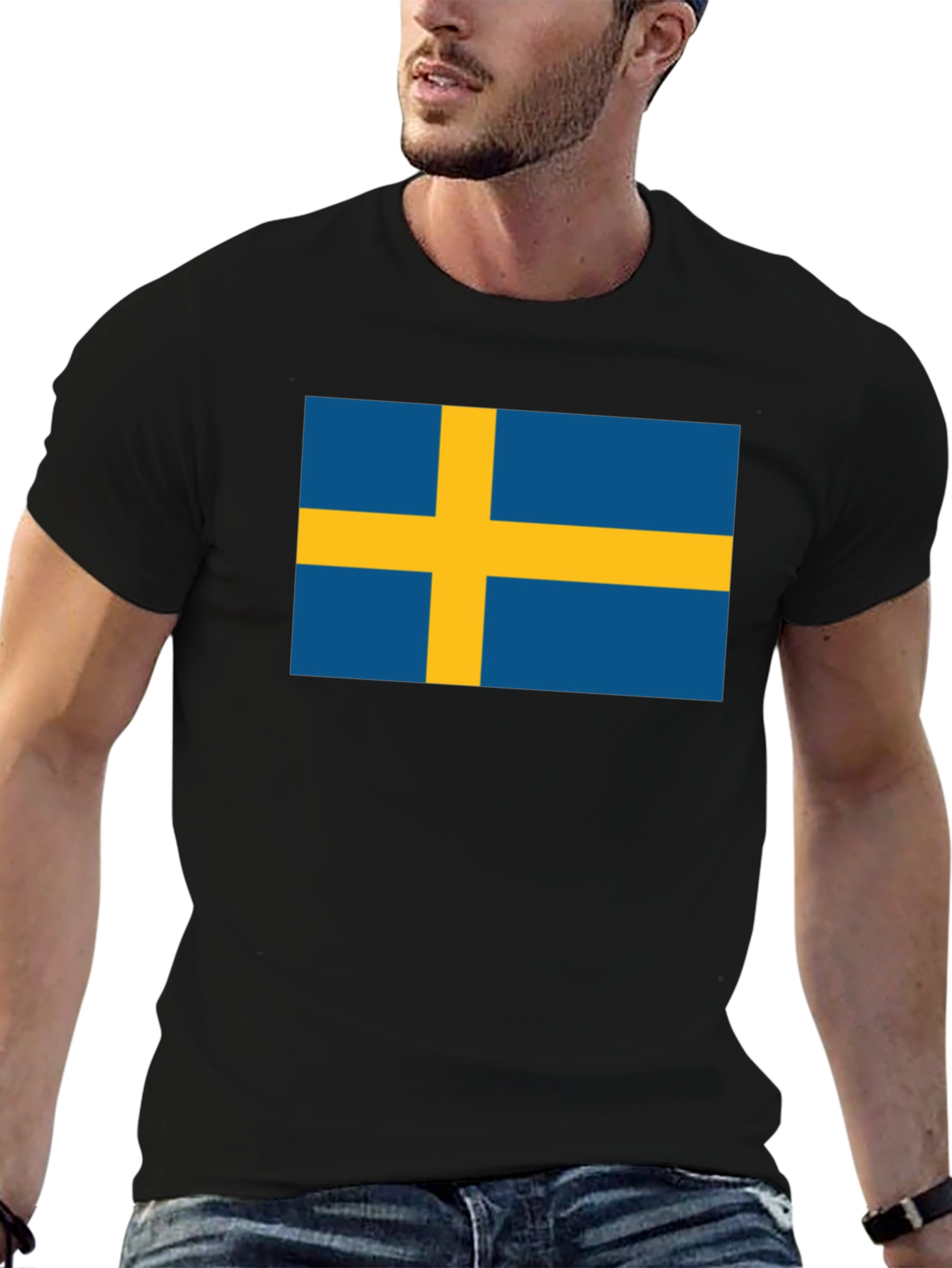 Swedish Flag T-Shirt - Black Classic Design