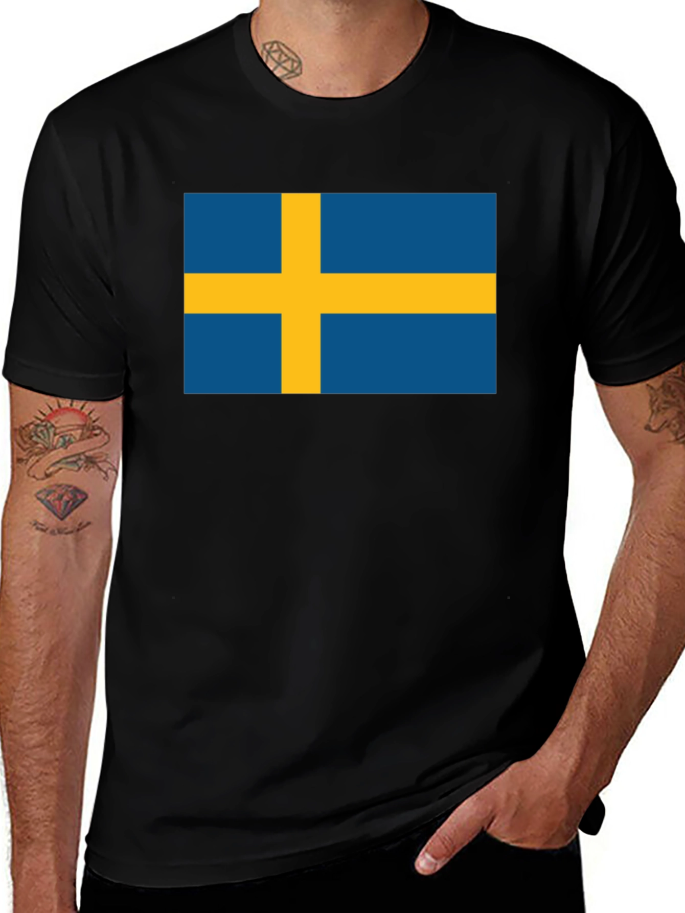 Swedish Flag T-Shirt - Black Classic Design