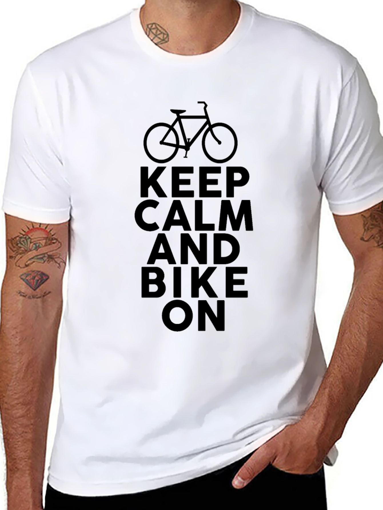 Keep Calm and Bike On T-Shirt - Black
