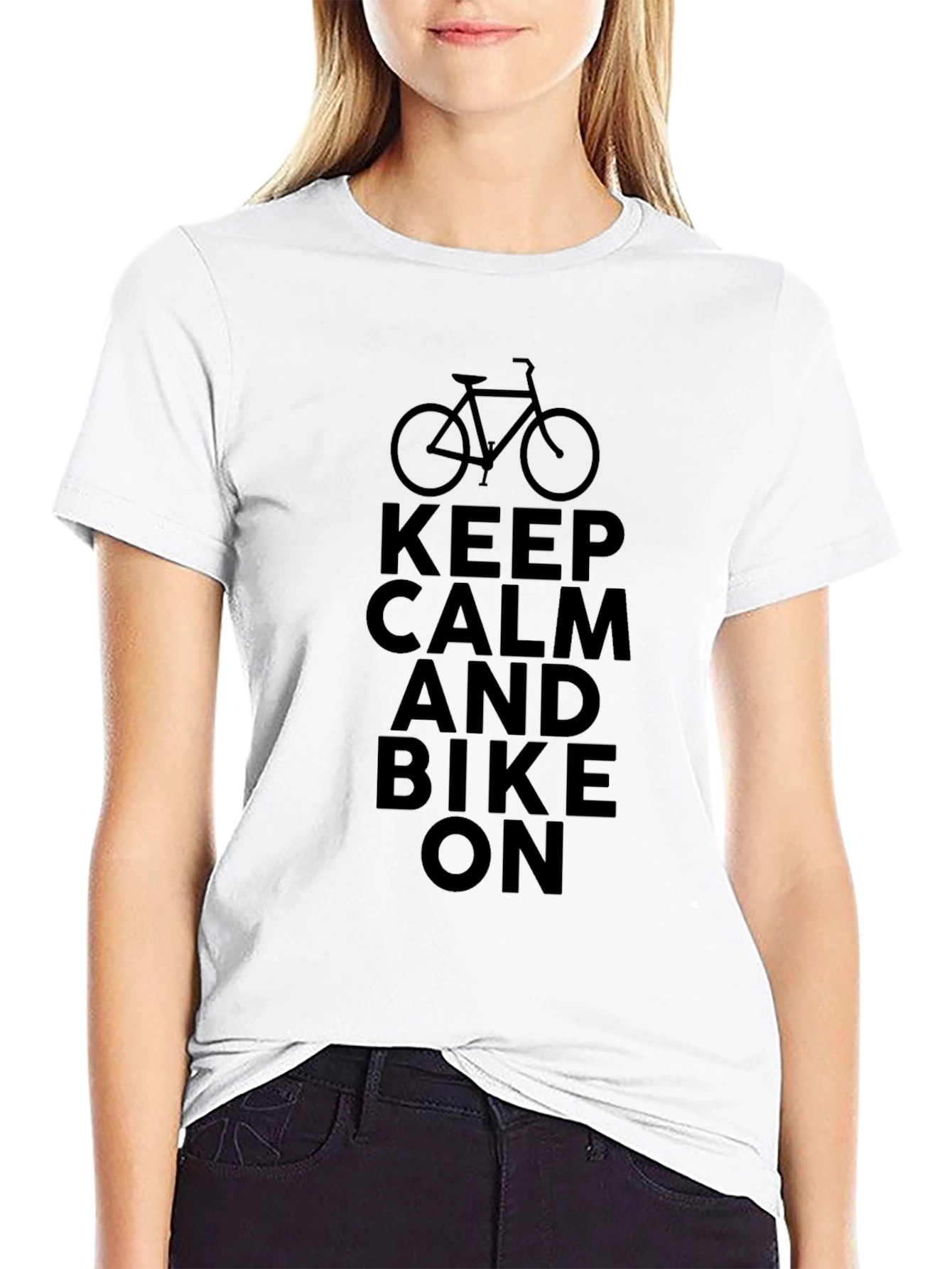 Keep Calm and Bike On T-Shirt - Black