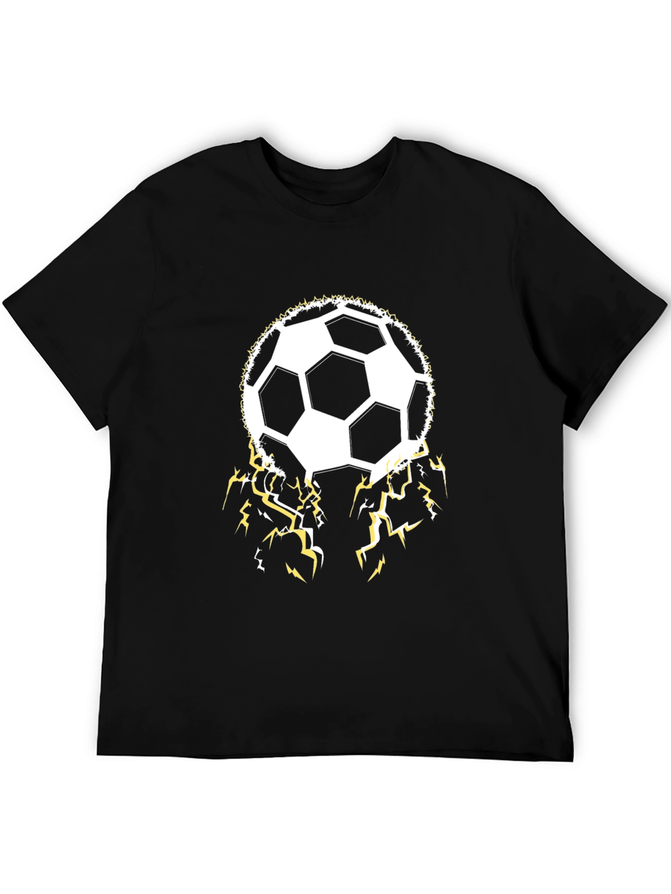 Soccer Ball Lightning Bolt Black T-Shirt