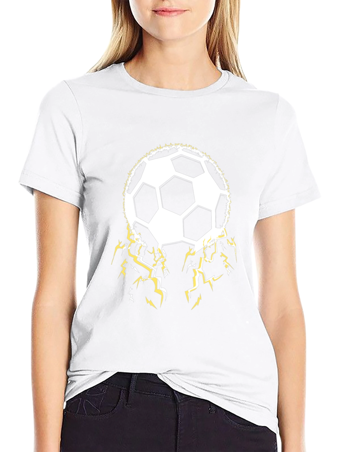 Soccer Ball Lightning Bolt Black T-Shirt
