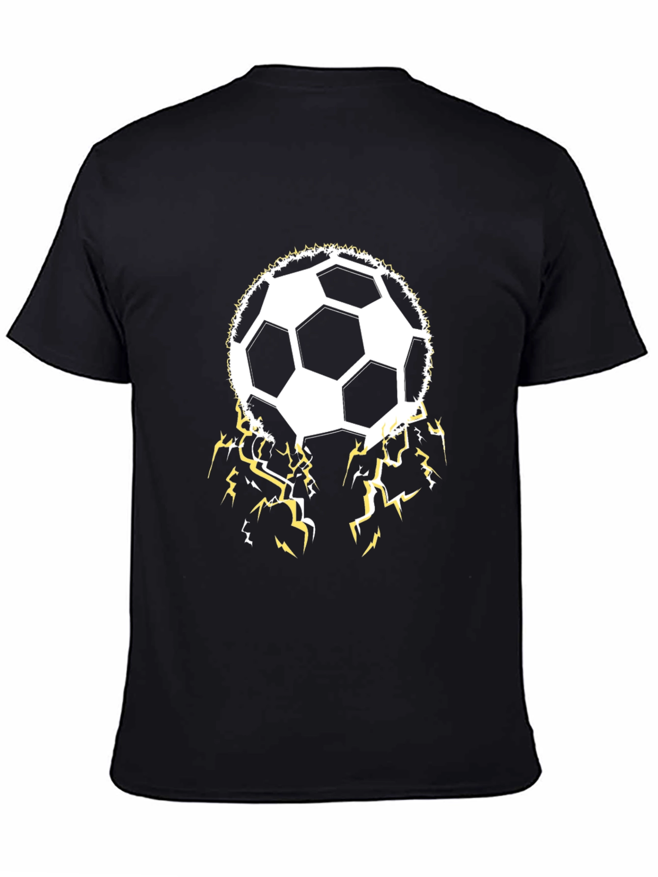 Soccer Ball Lightning Bolt Black T-Shirt
