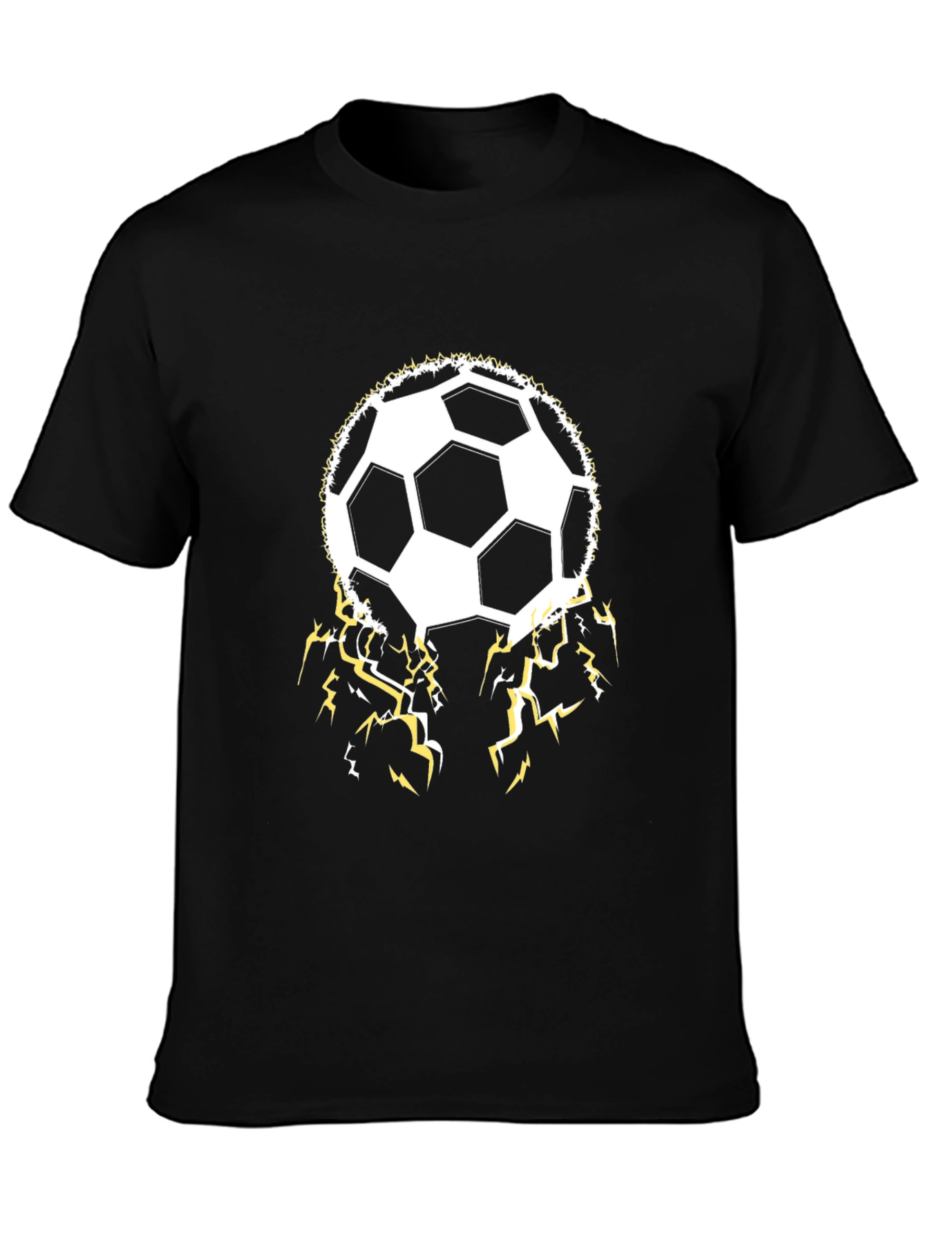 Soccer Ball Lightning Bolt Black T-Shirt
