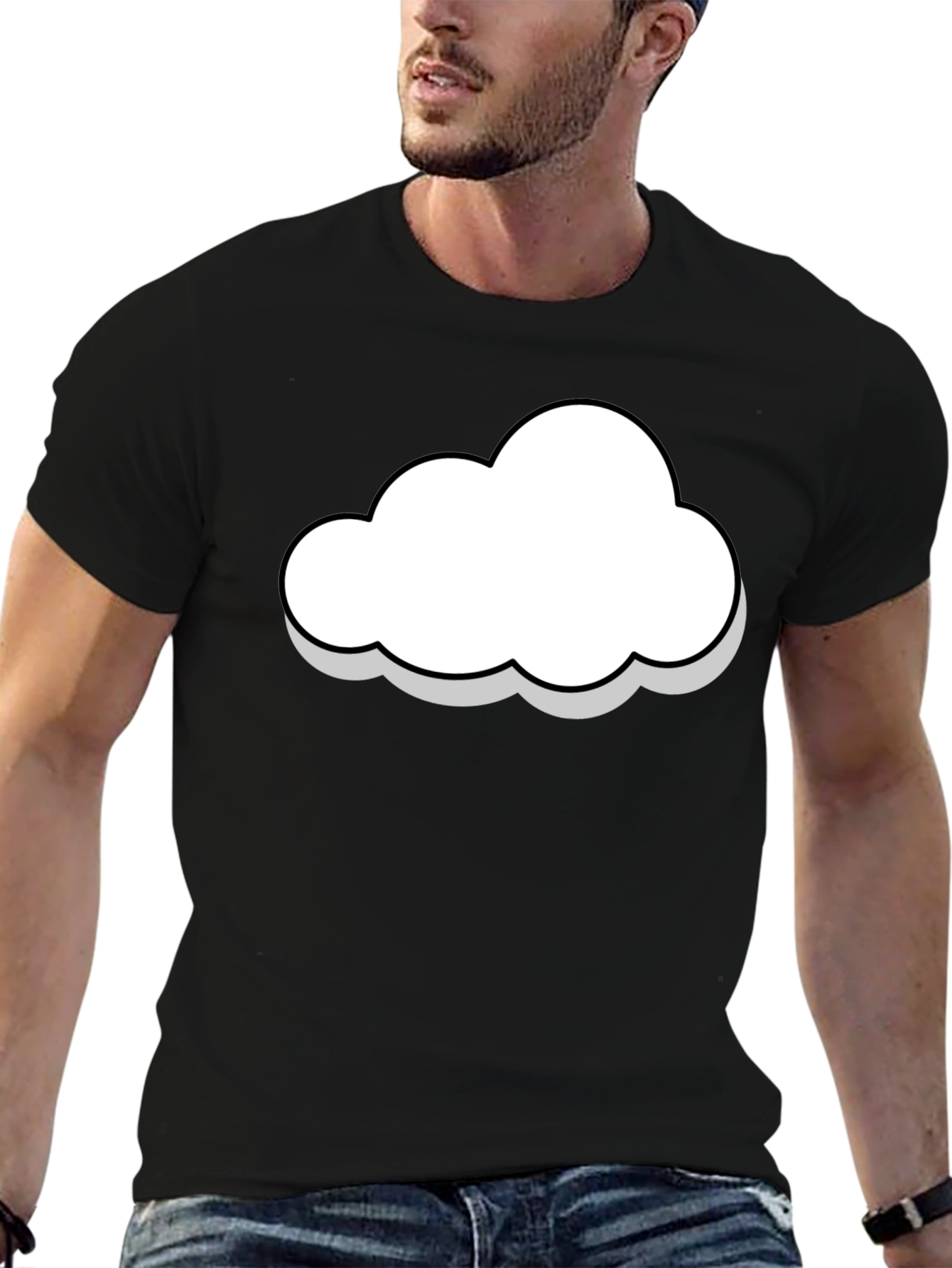 Cloud Graphic Black T-Shirt - Stylish & Comfortable