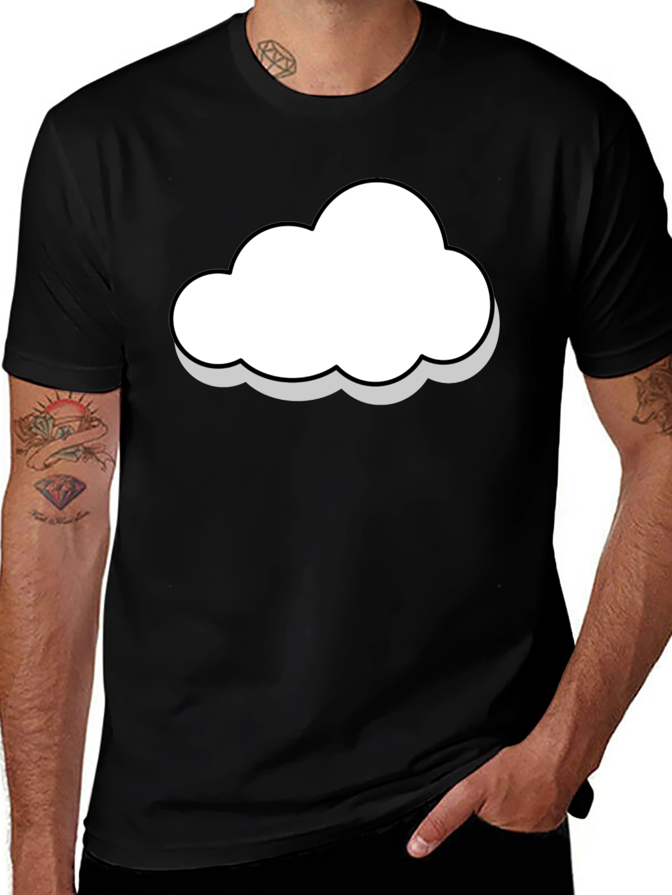Cloud Graphic Black T-Shirt - Stylish & Comfortable