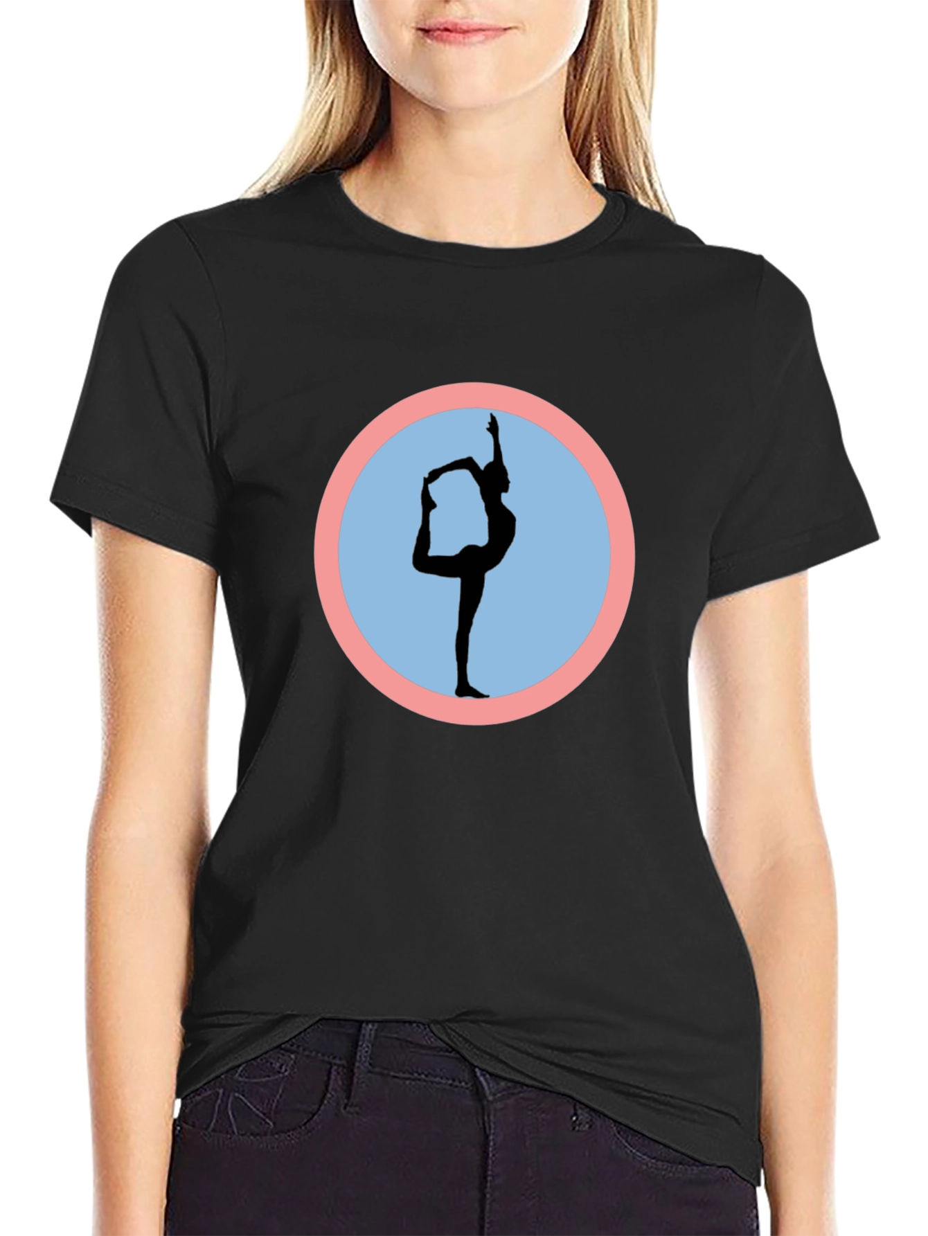 Yoga Pose Graphic Black T-Shirt