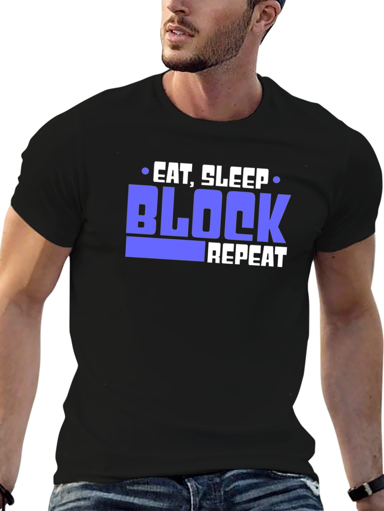 Eat Sleep Block Repeat Black T-Shirt