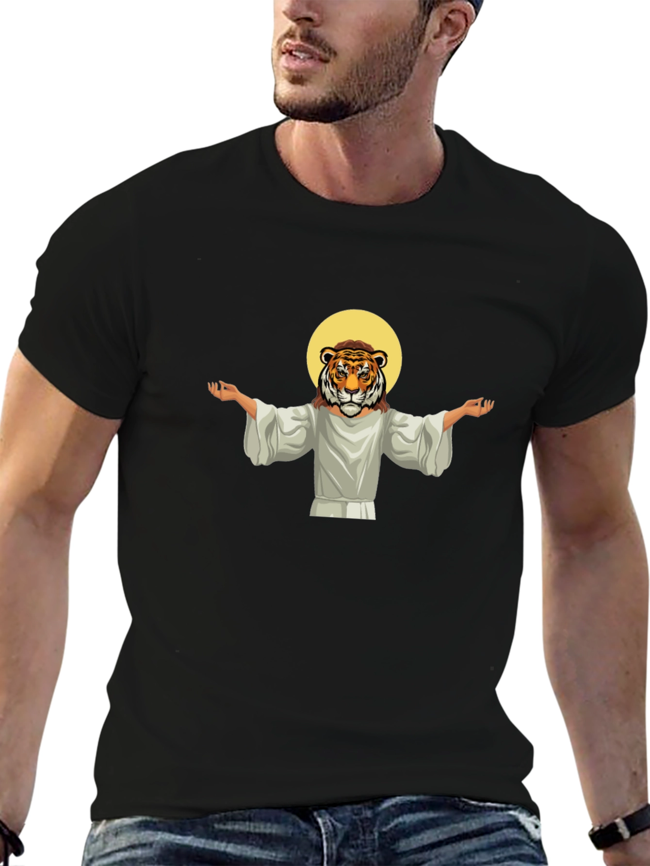Tiger Jesus Graphic Tee - Black