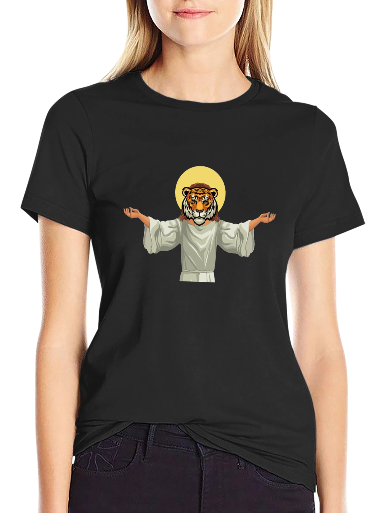 Tiger Jesus Graphic Tee - Black