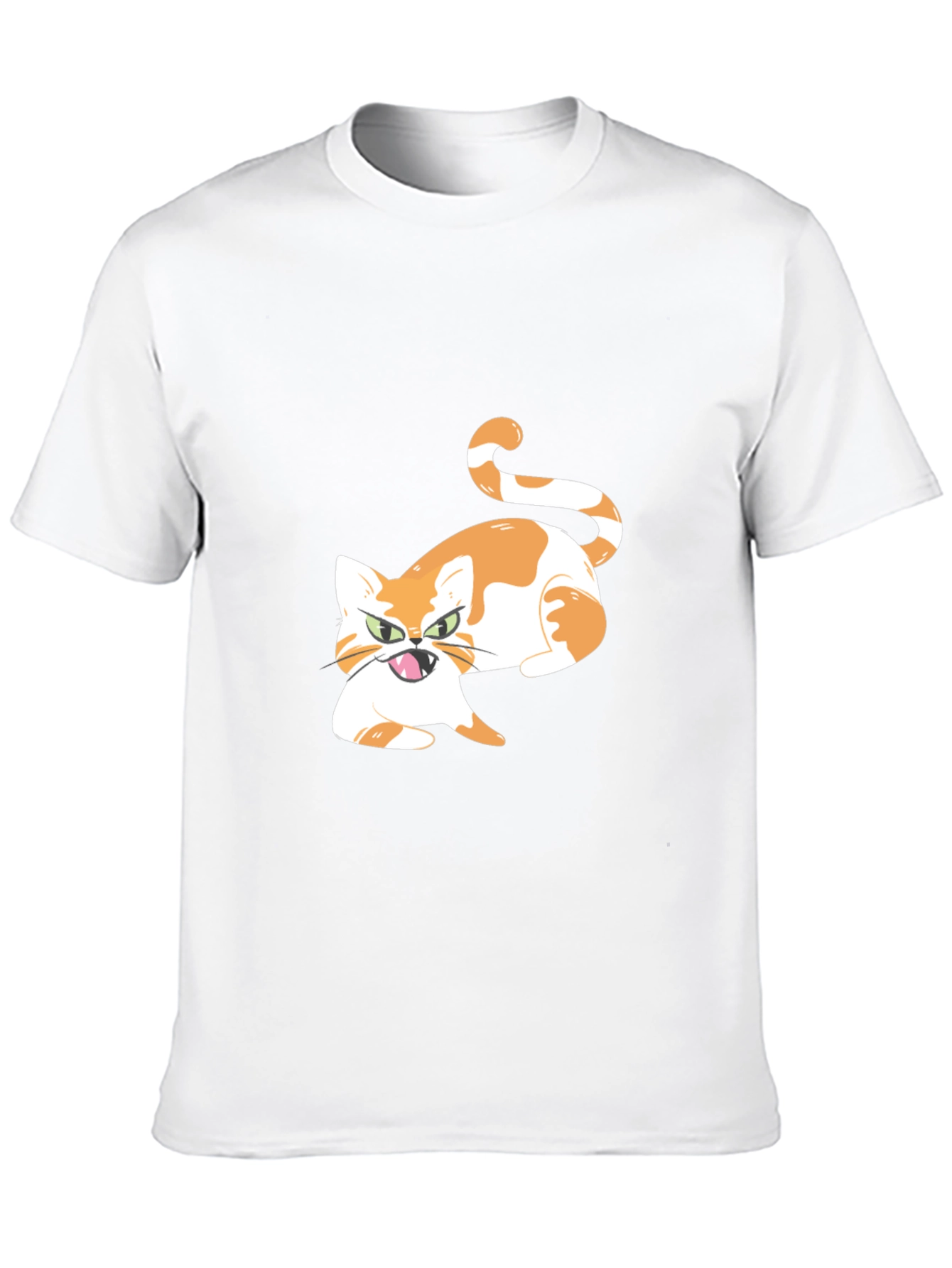 Cartoon Cat Graphic Tee - Black Cotton Blend