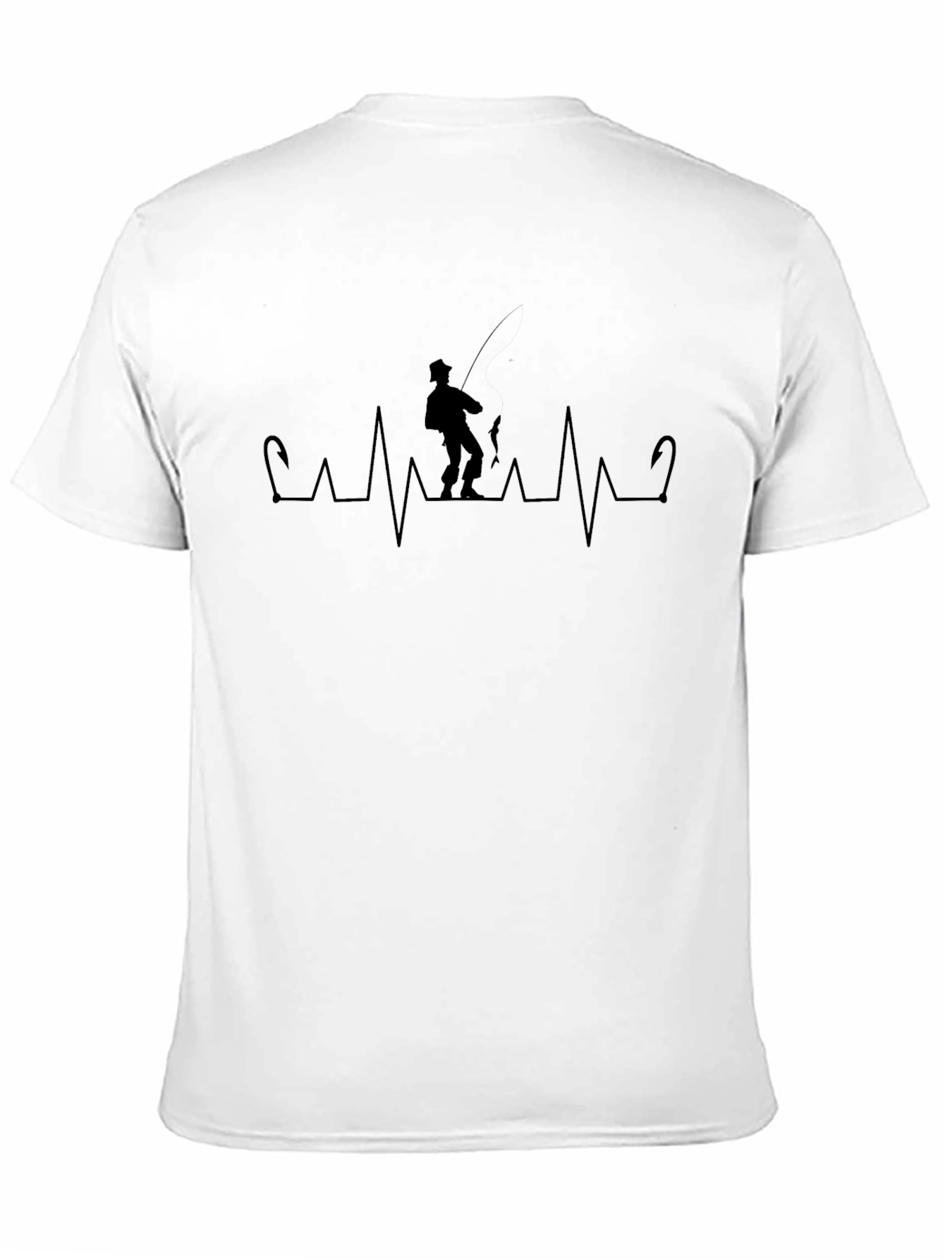 Fisherman Heartbeat T-Shirt - Black Graphic Tee