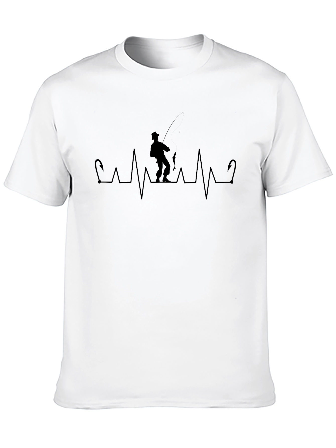 Fisherman Heartbeat T-Shirt - Black Graphic Tee