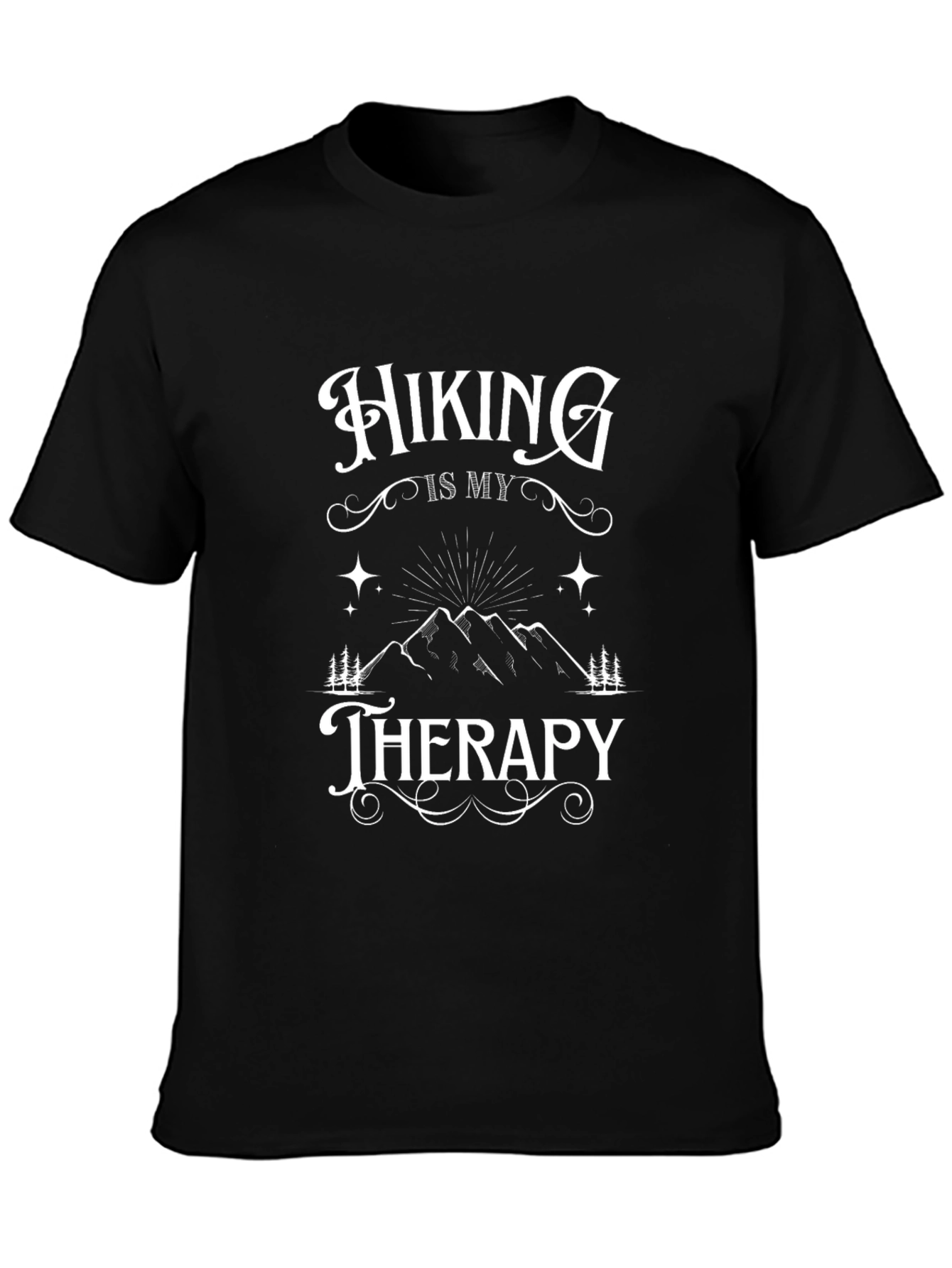 Hiking is My Therapy Black T-Shirt