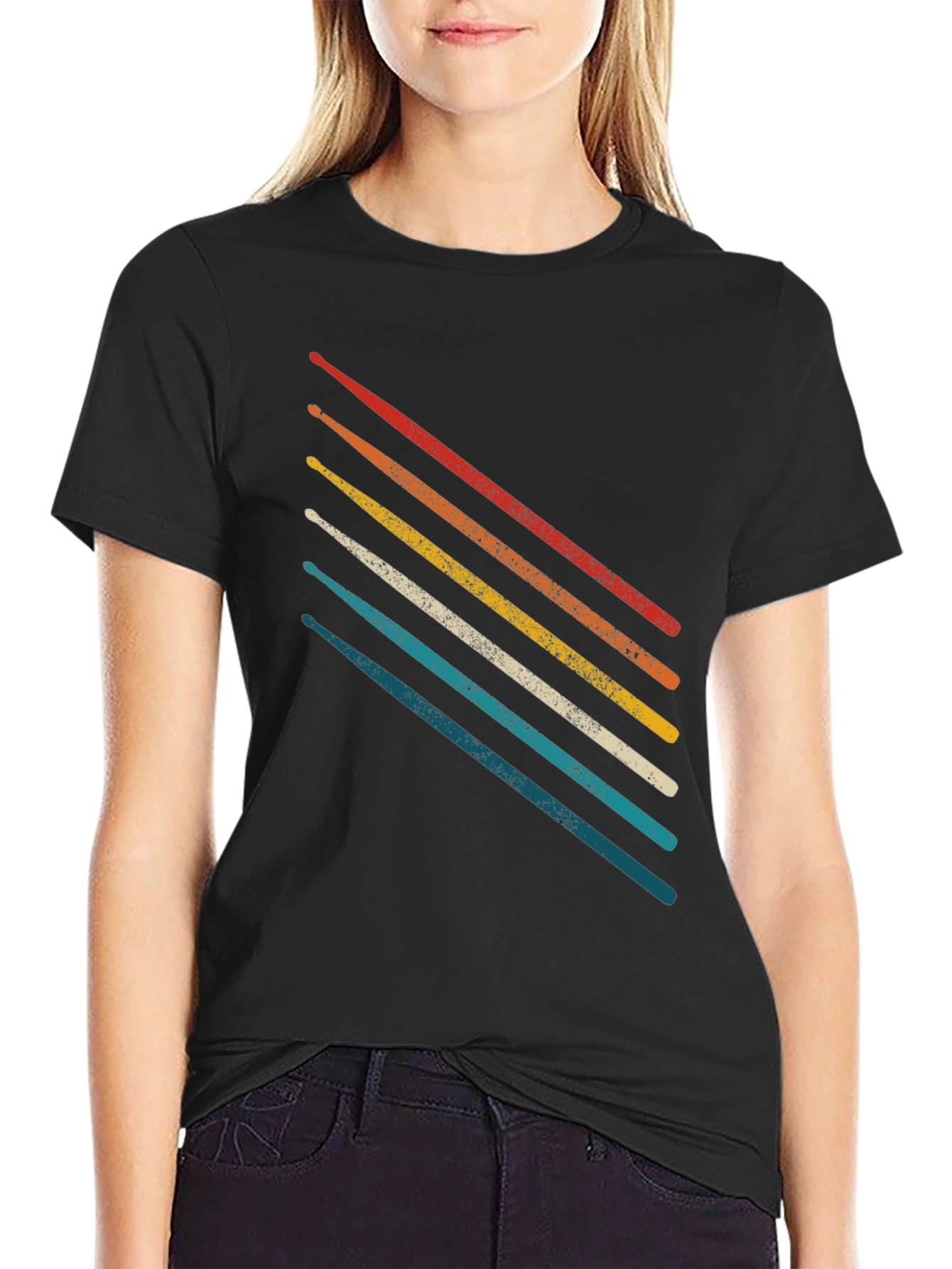 Retro Drum Sticks Graphic Tee - Musician Style