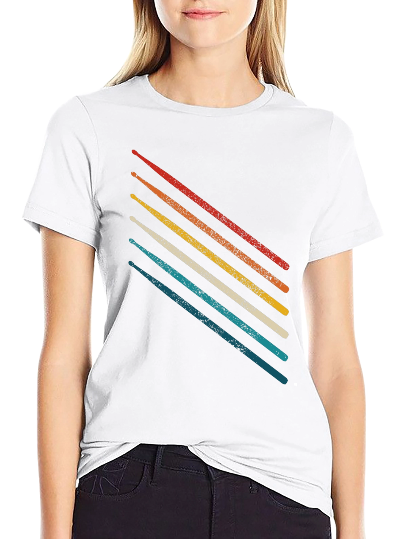 Retro Drum Sticks Graphic Tee - Musician Style