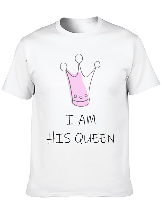I Am His Queen Black Crewneck T-Shirt