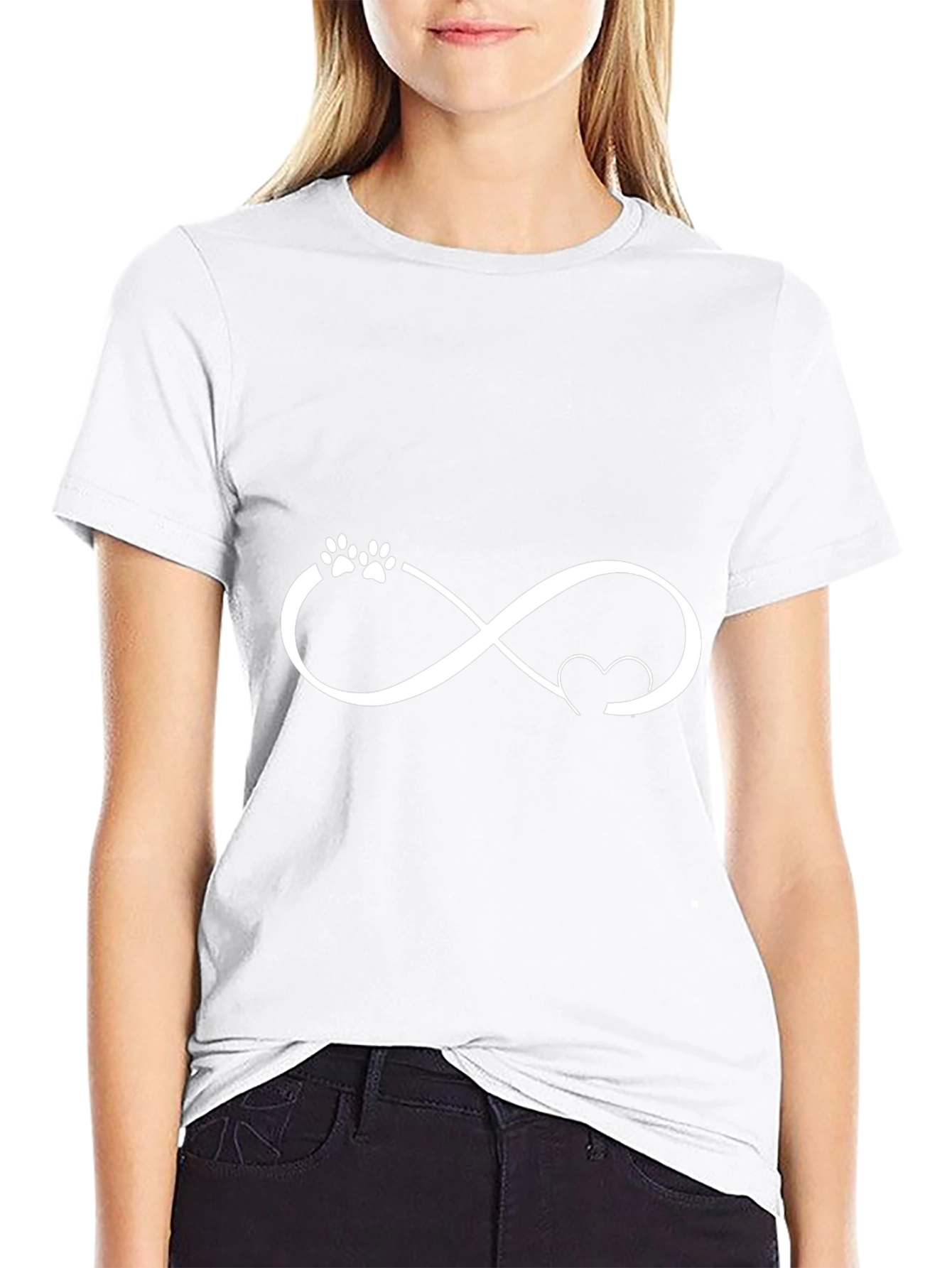 Dog Paw Heart Infinity Black T-Shirt