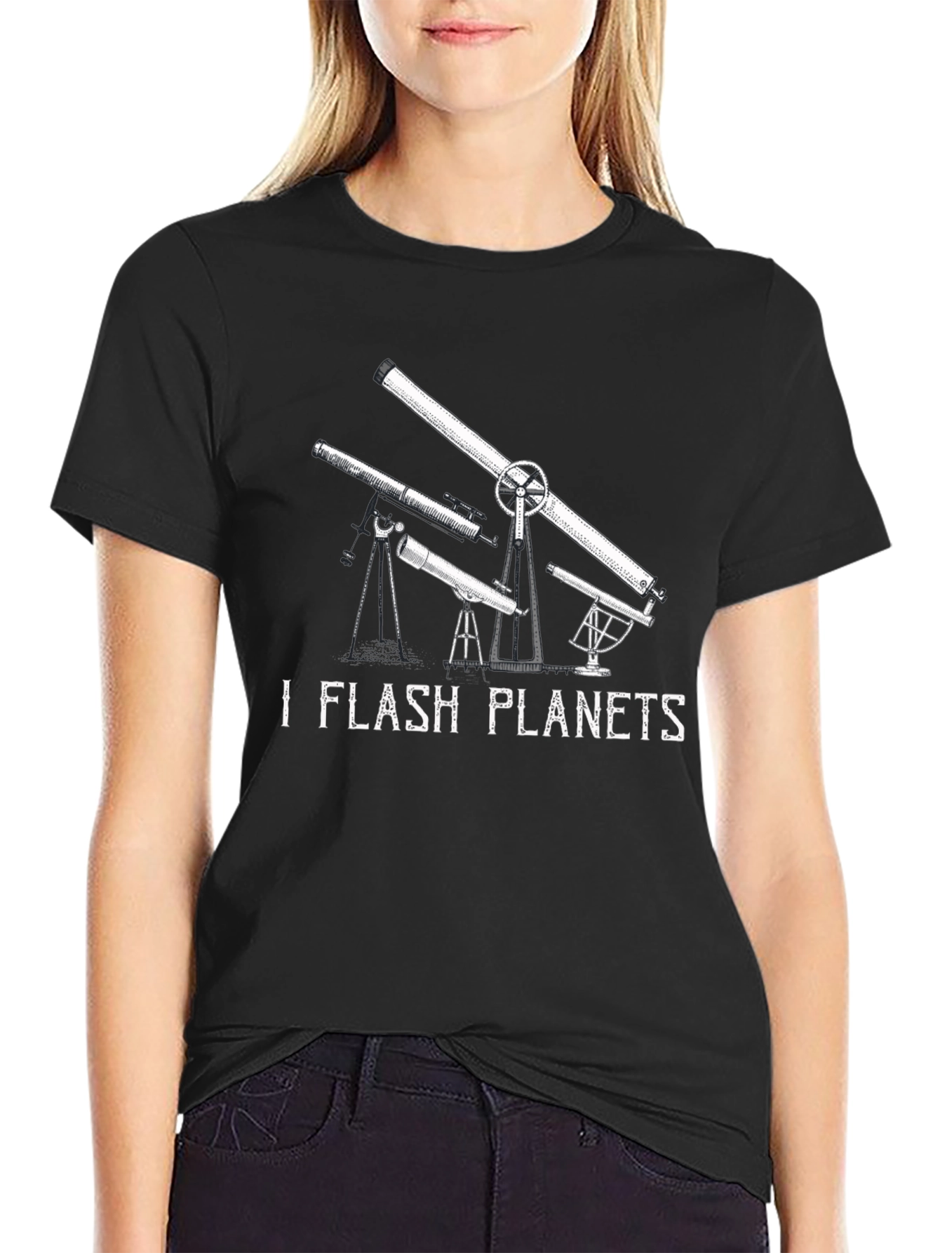 I Flash Planets Black Graphic Tee