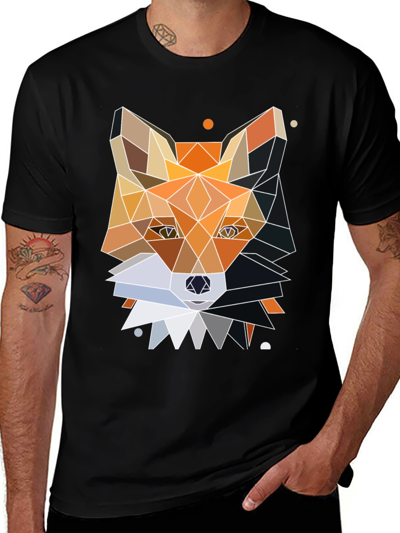 Geometric Fox Graphic Tee - Unique Polygonal Design