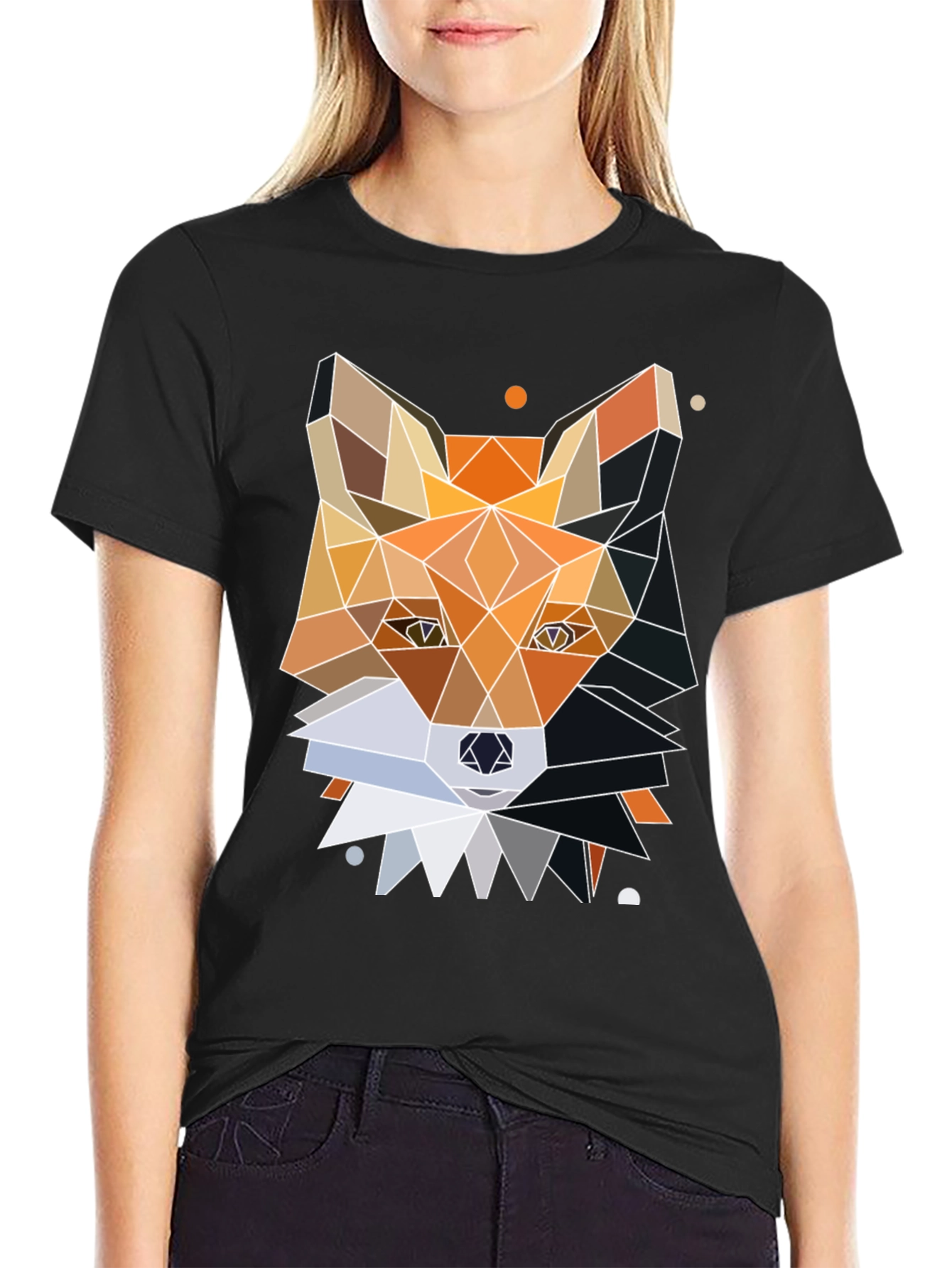 Geometric Fox Graphic Tee - Unique Polygonal Design