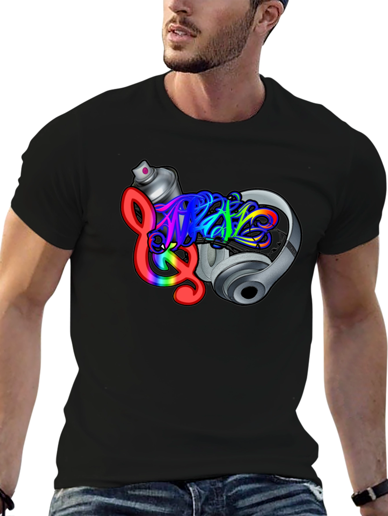 Music Graffiti Black T-Shirt