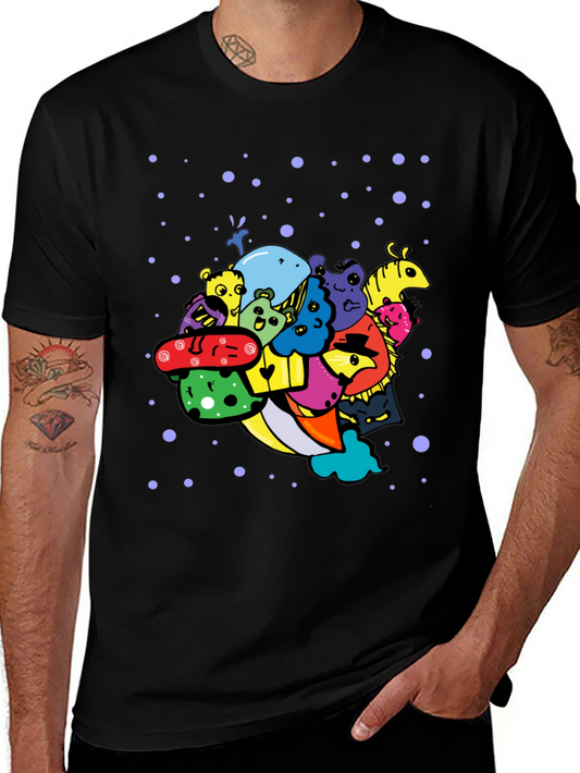 Funky Doodle Art Black T-Shirt