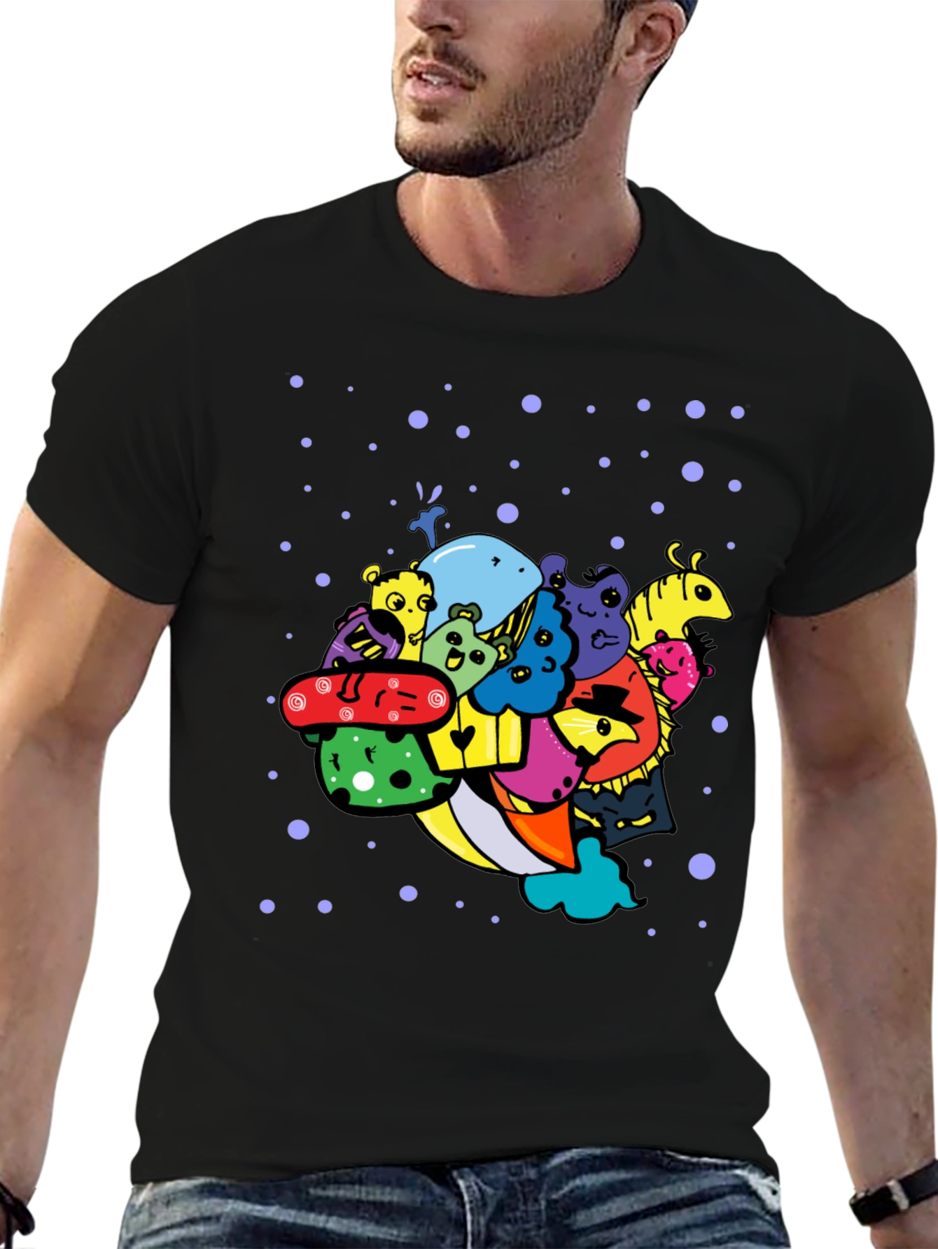 Funky Doodle Art Black T-Shirt