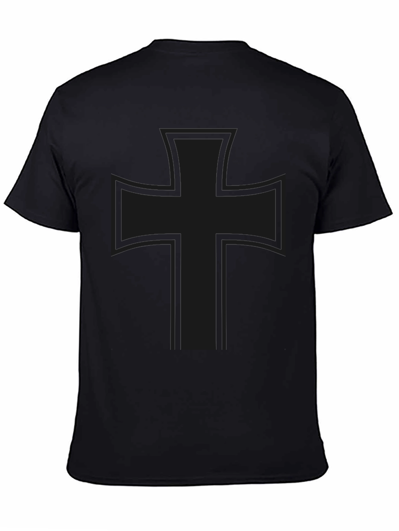 Black T-Shirt with Iron Cross Design