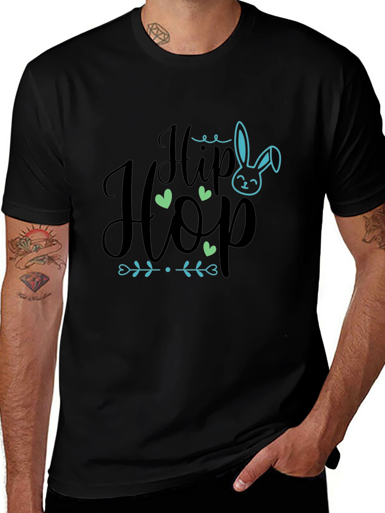 Hip Hop Easter Bunny Graphic Tee - Black