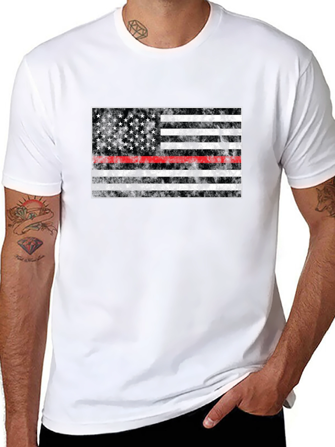 Thin Red Line American Flag Graphic Tee